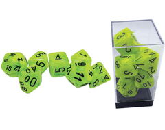 Chessex Dice: 7 Set Mega-hedral Vortex Bright Green Black (Black Light Reactive) CHX22430